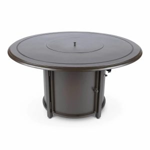 Woodard 48" Round Solid Cast with Beaded Edge Chat Fire Table in Aztec Bronze