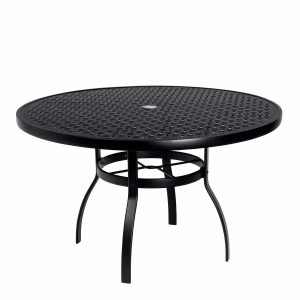 Woodard Deluxe Complete 48in Round Dining Table with Lattice Top in Twilight Finish