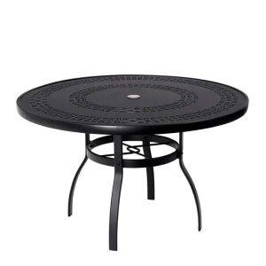 Woodard Deluxe Complete 48in Round Dining Table with Trellis Top in Aztec Bronze Finish