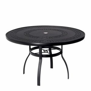Woodard Deluxe Complete 48in Round Dining Table with Trellis Top in Twilight Finish