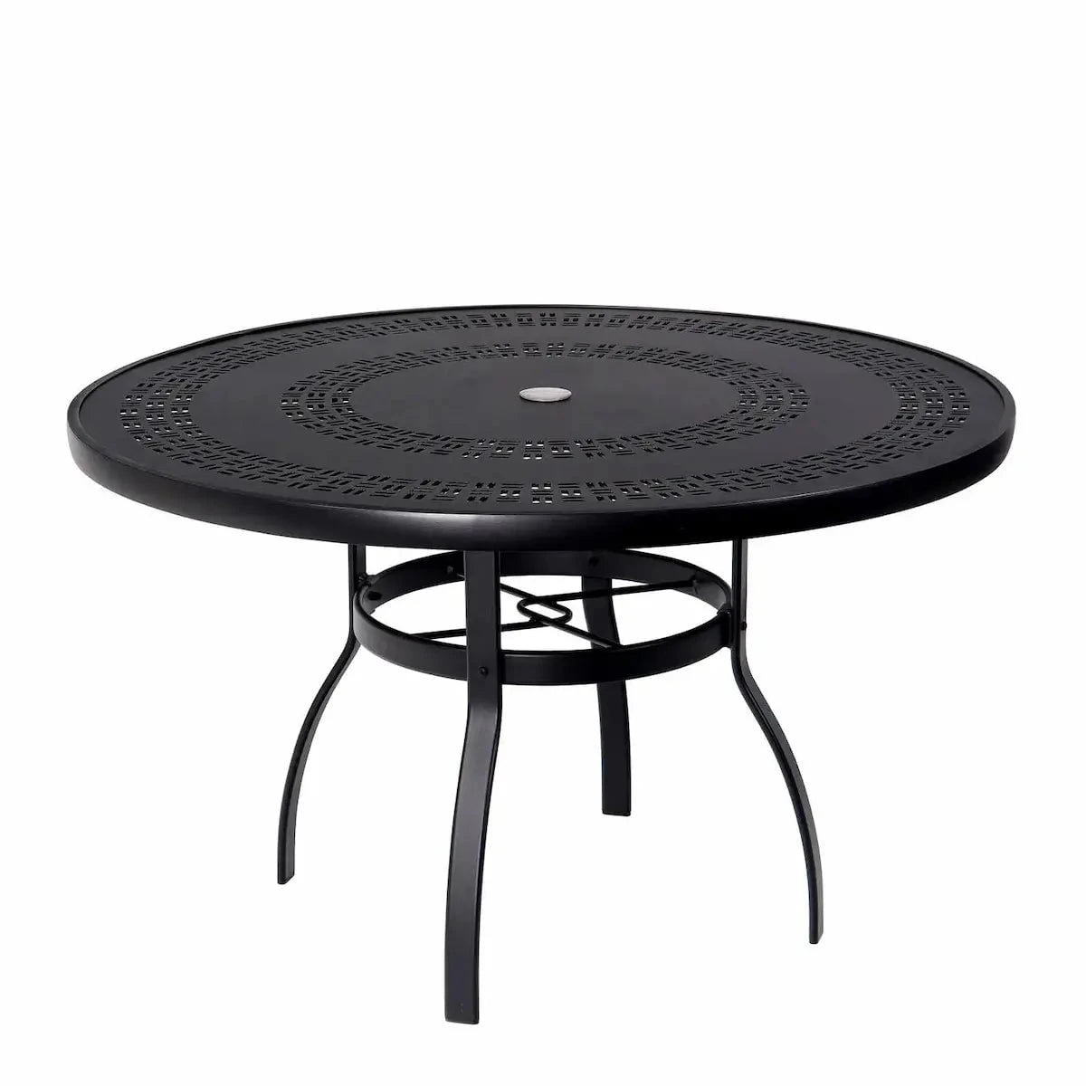Woodard Deluxe Complete 48in Round Dining Table with Trellis Top in Twilight Finish - Outdoor Furniture by EuroLife Furniture
