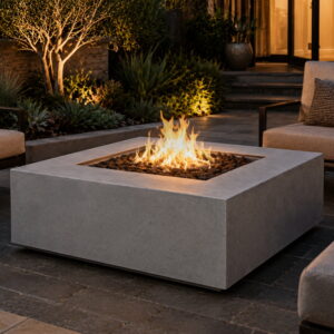 Square Concrete Outdoor Fire Pit 42 Inch Gray | Jr's Patio