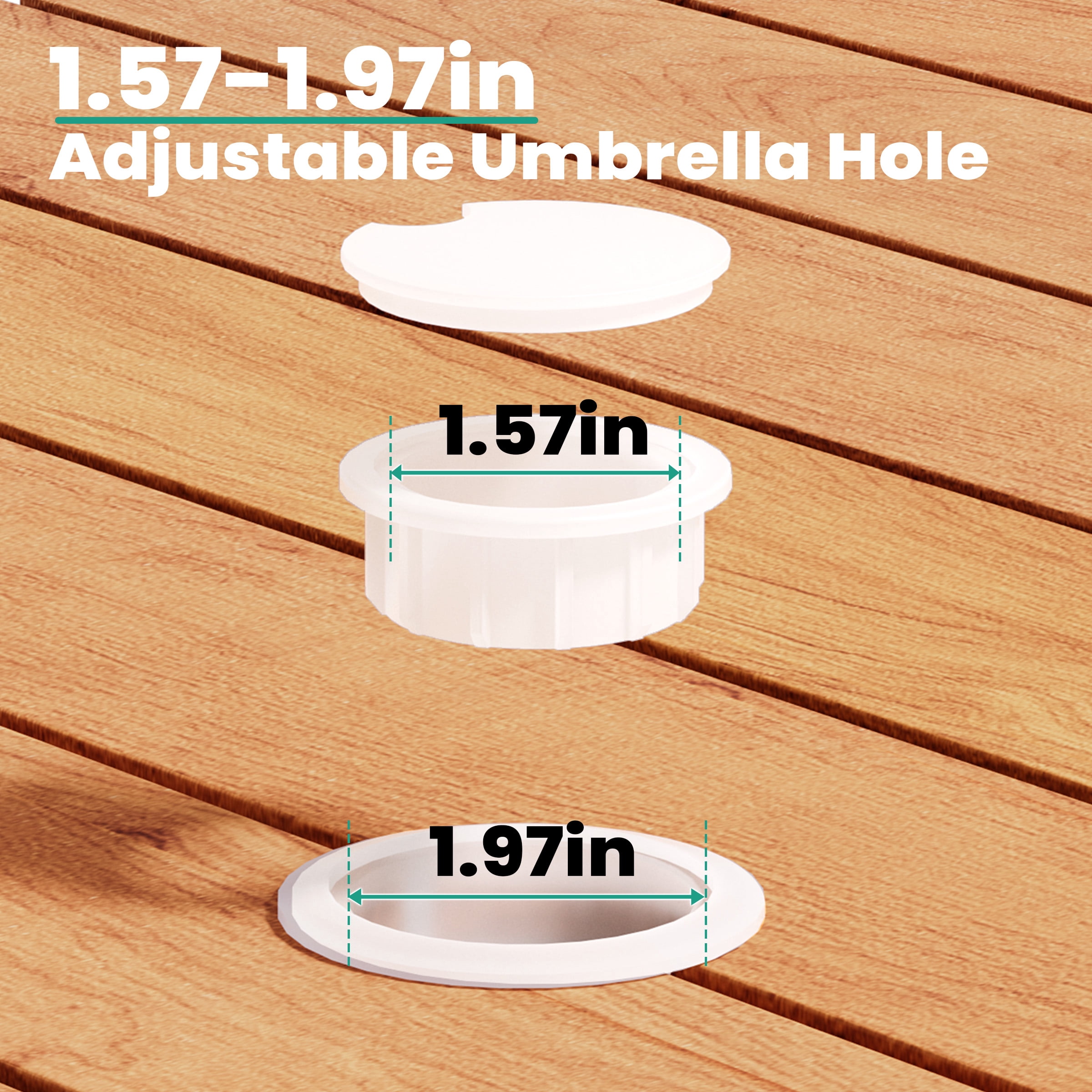 Crestlive Products 9-Piece Patio Outdoor Dining Set for 8, 94" Teak Wood-Grain Table with Umbrella Hole & Stackable Chairs, Brown - Detailed View 5 | EuroLife Furniture