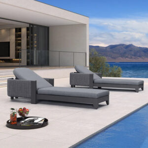 PURPLE LEAF Outdoor Chaise Lounge Chairs with Cushion Aluminum Poolside Sun Chair Adjustable Sunbathing Tanning Reclining