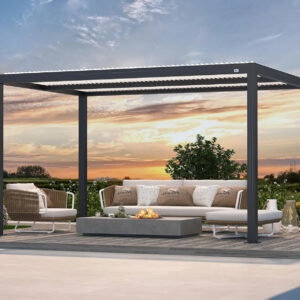 PURPLE LEAF Athena Louvered Pergola Modern Grey Pergola with White Roof for Deck Backyard Garden
