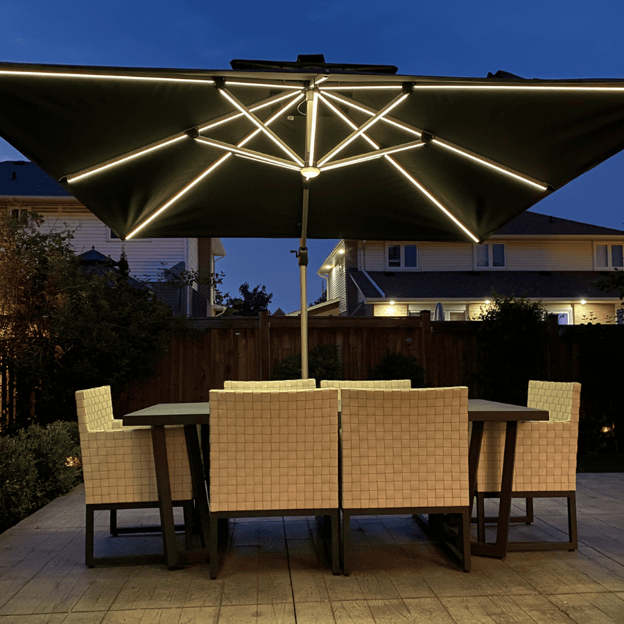 PURPLE LEAF Large Solar Yard Umbrellas Double Top Square Patio Umbrella with Lights - Detailed View 3 | EuroLife Furniture