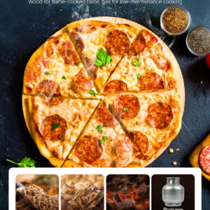 VEVOR Dual Fuel Pizza Oven Outdoor, 26 in Portable Pizza Oven, Pellet & Gas Powered Outdoor Pizza-Maker with Thickened Cordierite Pizza-Stone, Easy to Move with Casters, for Camping and Backyard