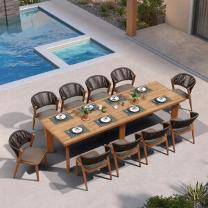PURPLE LEAF 7 / 9 / 11 pcs Outdoor Dining Set Patio Dining Furniture for Lawn Backyard Deck Brown