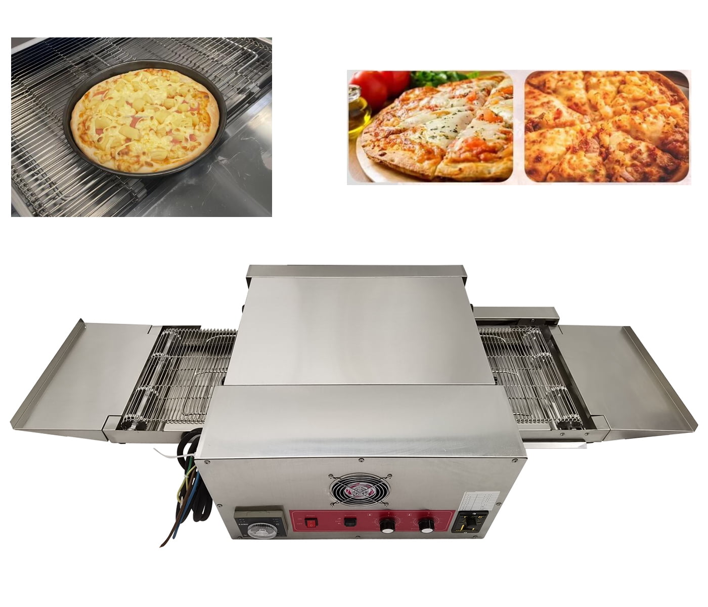 12" Electric Pizza Oven Countertop Conveyor Belt Chain Type Pizza Oven 220V - intsupermai Commercial Conveyor Pizza Ovens by EuroLife Furniture