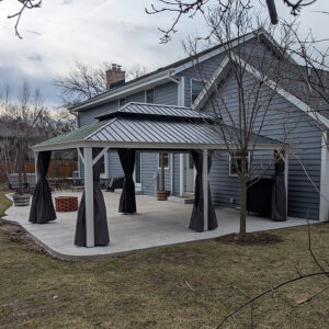 PURPLE LEAF White Gazebo for Modern Patio Double Galvanized Steel Roof Awning and Upgrade Curtain