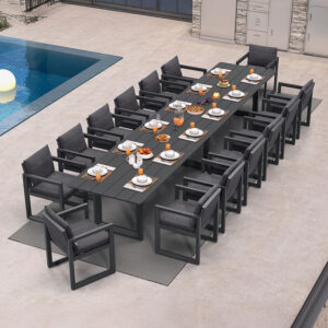 PURPLE LEAF Caesar Outdoor Dining Set Aluminum Luxury Patio Furniture Table and Chairs Set with Olifen Removable Thick Cushion and Pillow Patio Dining Sets for Garden Deck