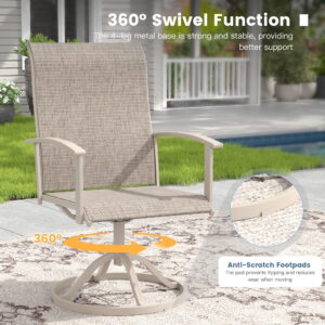 VOXBIN 7 Pieces Outdoor Patio Dining Setalt-63" Rectangle Table and 6 Swivel Chairs for Deck, Lawn and Garden