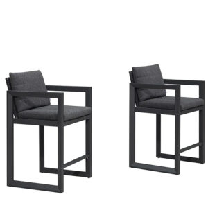 PURPLE LEAF Caesar Bar Stools Modern Aluminum Barstools with Stainless Removable Cushion for Kitchen Outside Island Backyard