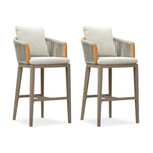 PURPLE LEAF Hailar Outdoor Bar Stools Chair Modern Rattan Bar Stool with Back and Cushion for Balcony, Indoor or Outdoor, Kitchen Island