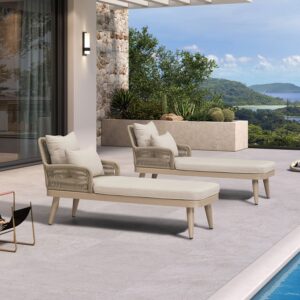 PURPLE LEAF Patio Chaise Lounge Chair, Aluminum Pool Lounge Chairs for Outdoor with 2 Cushions for Deck, Pool, Lawn, Garden, Courtyard, Porch