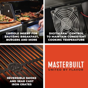 Masterbuilt Gravity Series 800 Smoker Grill - Charcoal Grill plus Griddle Insert, Digital Control, App Connectivity, 800 Cooking Square Inches in Black, Model MB20040221