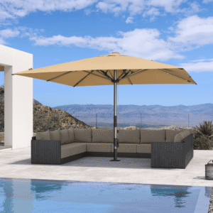 PURPLE LEAF Semi-Auto Extra Large Patio Umbrella Premium Commercial Market Umbrella for Garden, Café and Hotel