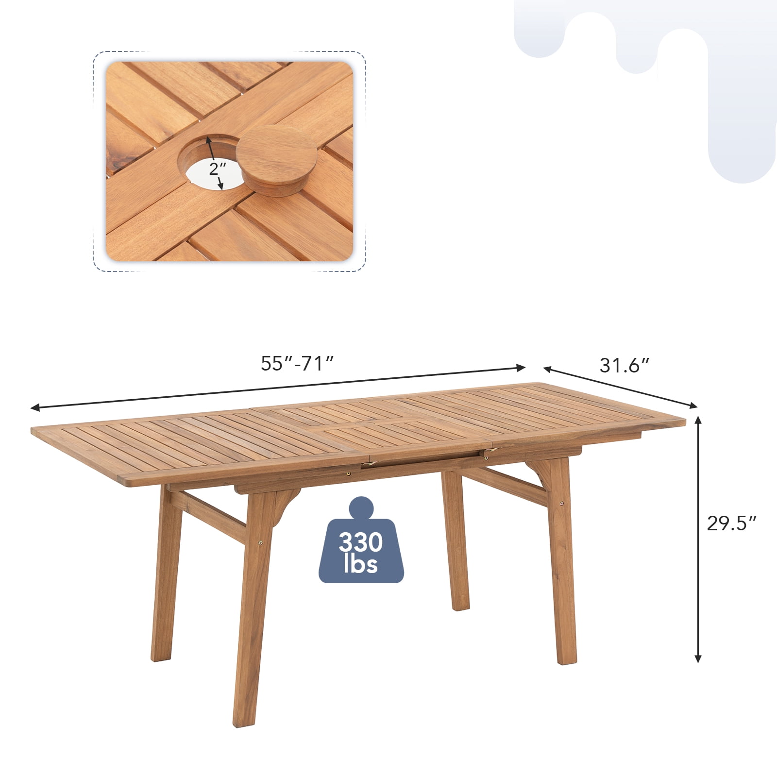 JOIVI 7-Piece Outdoor Dining Set, Patio Dining Set for 4-6 People with 55"-71" Expandable Table and Rattan Chairs, Wicker Dining Furniture for Deck, Backyard (Straight-line Back Chair) - Detailed View 2 | EuroLife Furniture