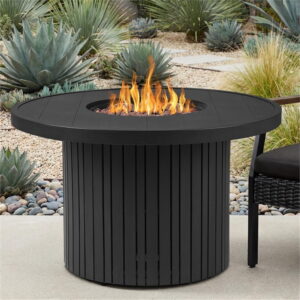 Real Flame Calvin 44" Propane Fire Pit Table With Hidden Tank in Black Coral