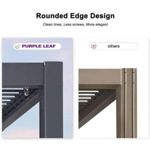 PURPLE LEAF Caesar Louvered Pergola with String Lights Patio Aluminum Pergola with Independent Adjustable Rainproof Roof With Yellow Lights