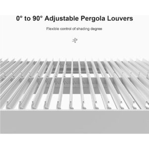 PURPLE LEAF Athena Louvered Pergola White Outdoor Aluminum Pergola with Solid Color Roller Blind Adjustable Gazebo for Patio Deck Garden