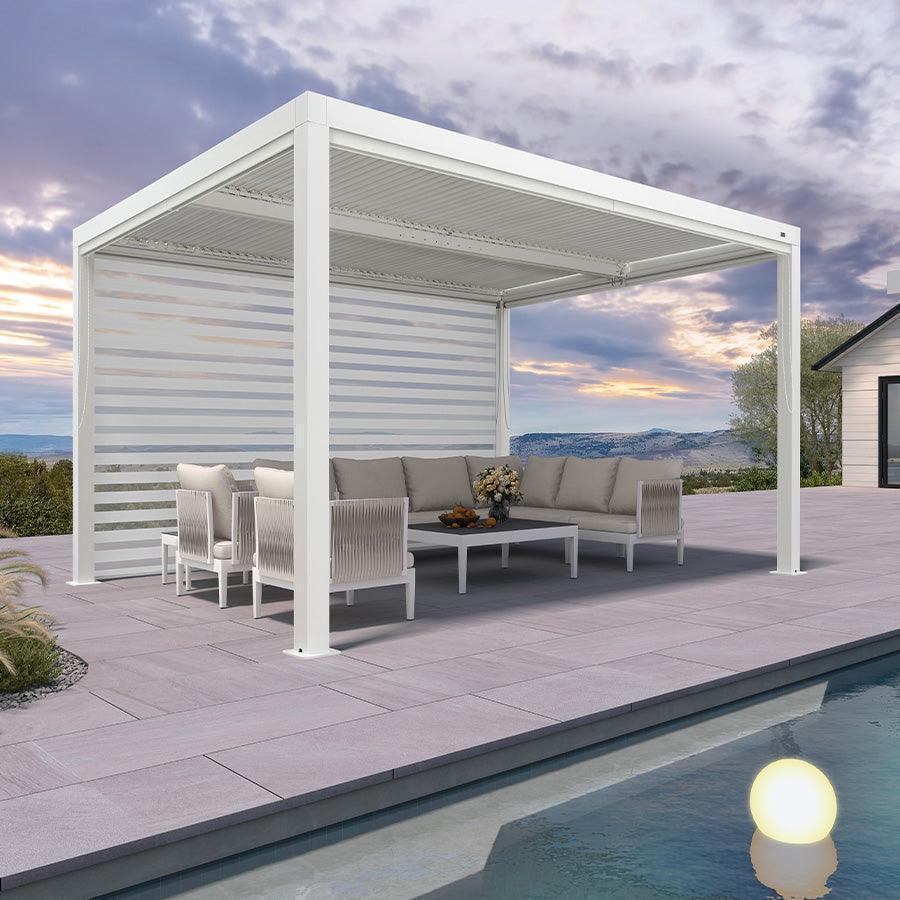 PURPLE LEAF Athena Louvered Pergola White Outdoor Aluminum Pergola with Roller Blind Adjustable Gazebo for Patio Deck Garden - Pergola by EuroLife Furniture