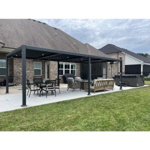 PURPLE LEAF Caesar Outdoor Louvered Pergola Patio Sun Shade Shelter with Adjustable Hardtop Patio Pergola Grey