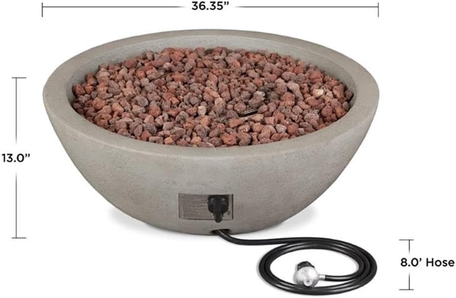 Real Flame Riverside 36" Round Concrete Propane or Natural Gas Fire Pit in Glacier Gray - Detailed View 4 | EuroLife Furniture