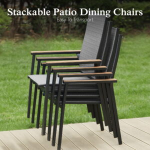 Sophia&William 7-Piece Outdoor Patio Dining Set Aluminum Stackable Chairs & Table Furniture Set, Gray
