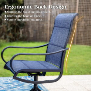 8-Piece Outdoor Patio Dining Set with 13ft Double-Sided Umbrella, High-Back Padded Swivel Chairs, Blue