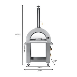 32 in. Outdoor Wood Fired Pizza Oven in Stainless-Steel (KM-OKS-WFPO)