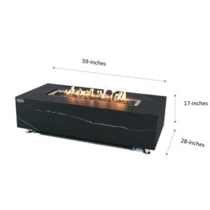 Bethbrook 28 Inch Rectangular Porcelain Natural Gas Fire Pit Table in Black By Lakeview Outdoor Designs