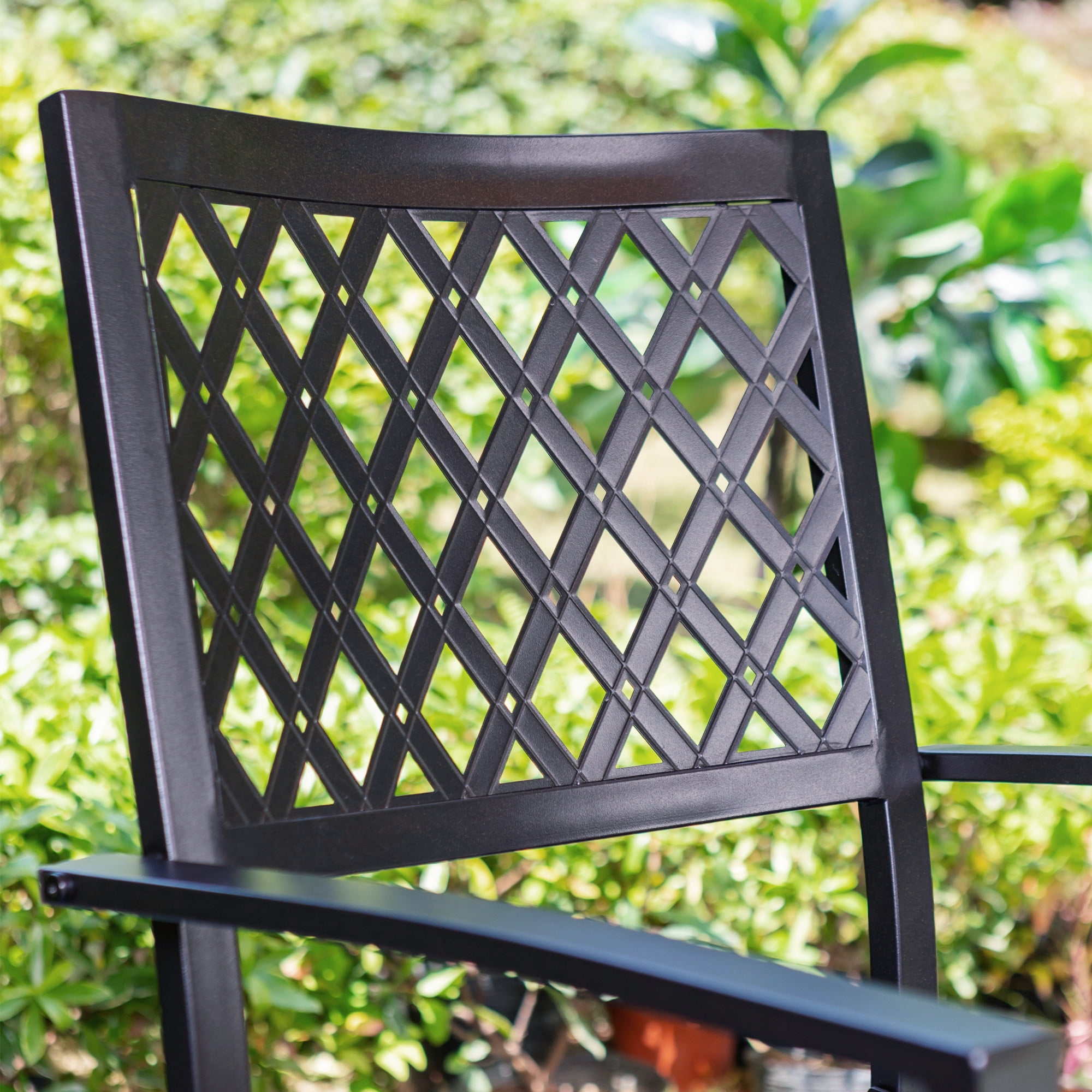 MF Studio 9-Piece Outdoor Patio Dining Set with Stacking Chairs & 8-Person Table, Black - Detailed View 5 | EuroLife Furniture