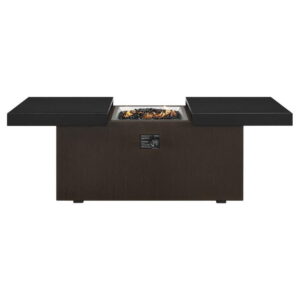 Plank and Hide 24 Inch x 48 Inch Rectangle Functional Propane Firepit - Wenge - 90007-WEN-3-BLA-1