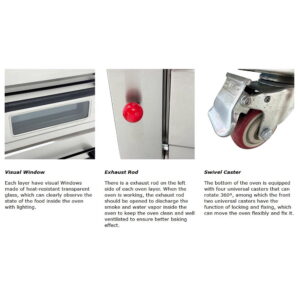 Electric Movable Double-decker Oven Gas Heating Pizza Oven with 0-99Min Timer and 220V Control Panel