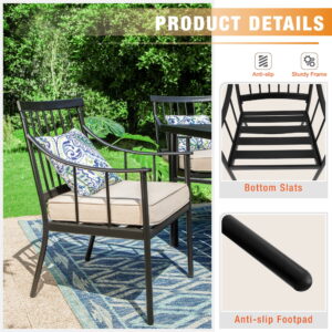 Sophia&William 7-Piece Outdoor Patio Dining Set Metal Padded Chairs and Table Set Outside Furniture Set with Beige Cushions
