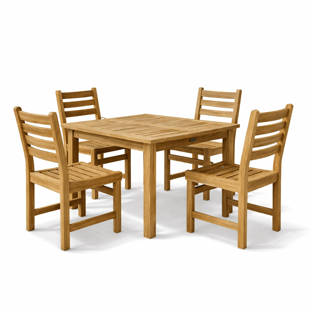 5-Piece Teak Dining Set - Montage (Table) & Windham (Chairs) - Anderson Teak Dining Sets for 4 by EuroLife Furniture