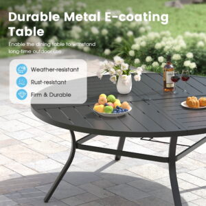 Vicllax 9-Piece Outdoor Patio Dining Table Set, Metal, 8 Padded Swivel Chairs with Textilene Fabric