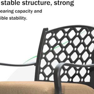 LiviNest 7-Piece Patio Dining Set, Metal Swivel Chairs with 6.8" Removable Beige Cushions, 350 lbs Capacity, Dining Table with Umbrella Hole for Garden Lawn