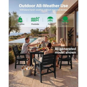 WINSOON 12-Piece HIPS All Weather Outdoor Patio Dining Sets, 4-Tables 8-Chairs, Sturdy Frame, Easy to Install & Freely Spliceable Design