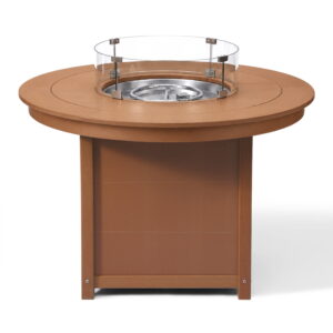 WestinTrends Helios 47" Modern Outdoor Patio Propane Gas Round Fire Pit Table (Rocks Not Included), Teak