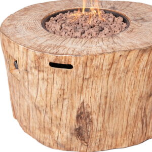 HomeRoots 535176 24 x 37 x 40 in. Brown Faux Wood Stump Propane Round Fire Pit with Cover