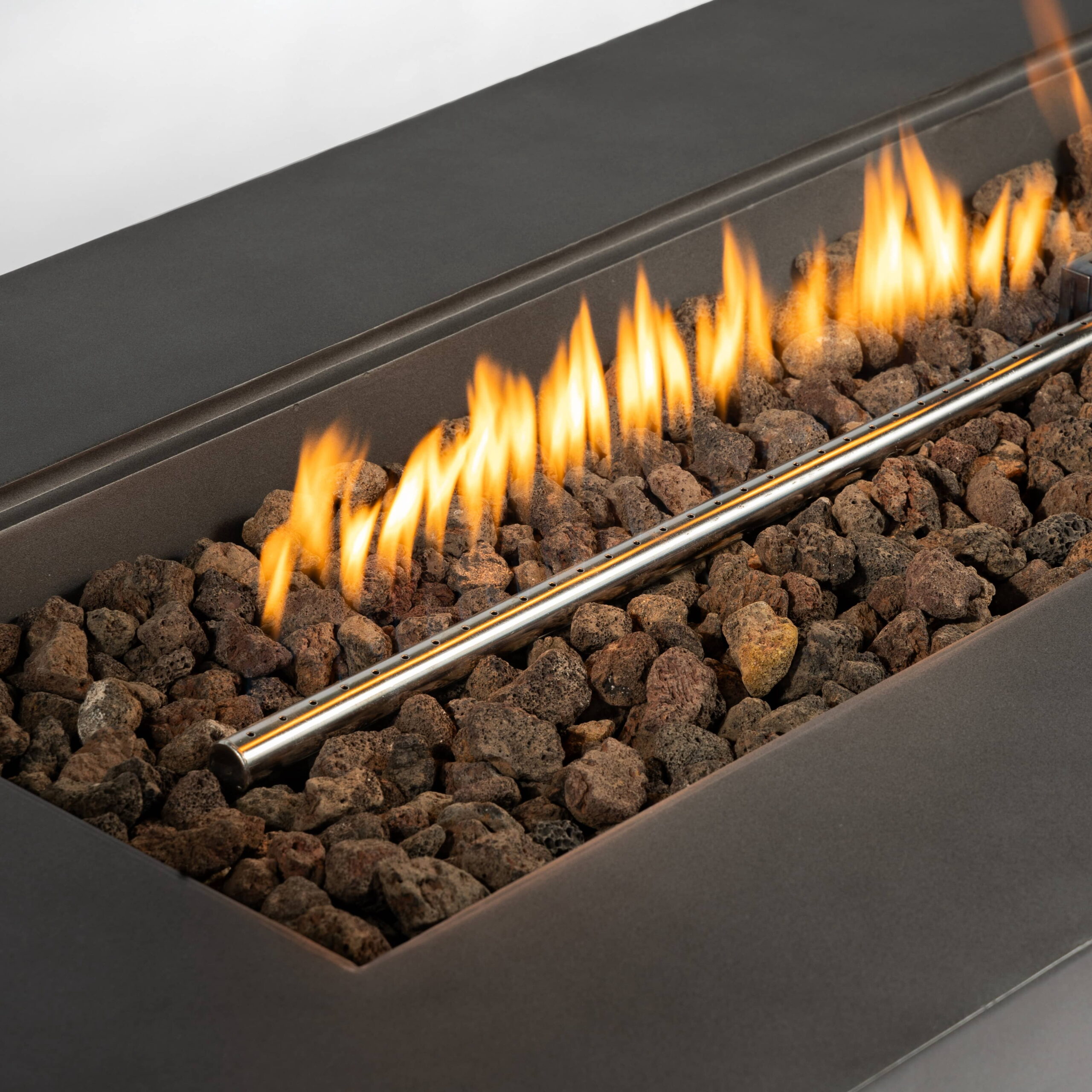 Outdoor Rectangle Propane Fire Pit Table 60inch, 50,000 BTU Concrete Fire Table with Waterproof Cover, Auto-Ignition, Free Lava Rocks - Detailed View 3 | EuroLife Furniture