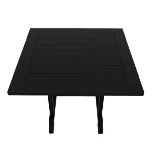 WestinTrends Dylan Adirondack Patio Dining Set for 4, All Weather Poly Lumber Outdoor Table and Chairs Set of 4, 43" Trestle Square Dining Table and Seashell Adirondack Dining Chair, Black