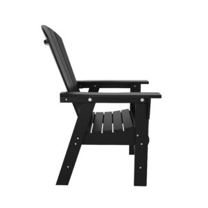 WestinTrends Dylan Adirondack Patio Dining Set for 4, All Weather Poly Lumber Outdoor Table and Chairs Set of 4, 43" Trestle Square Dining Table and Seashell Adirondack Dining Chair, Black