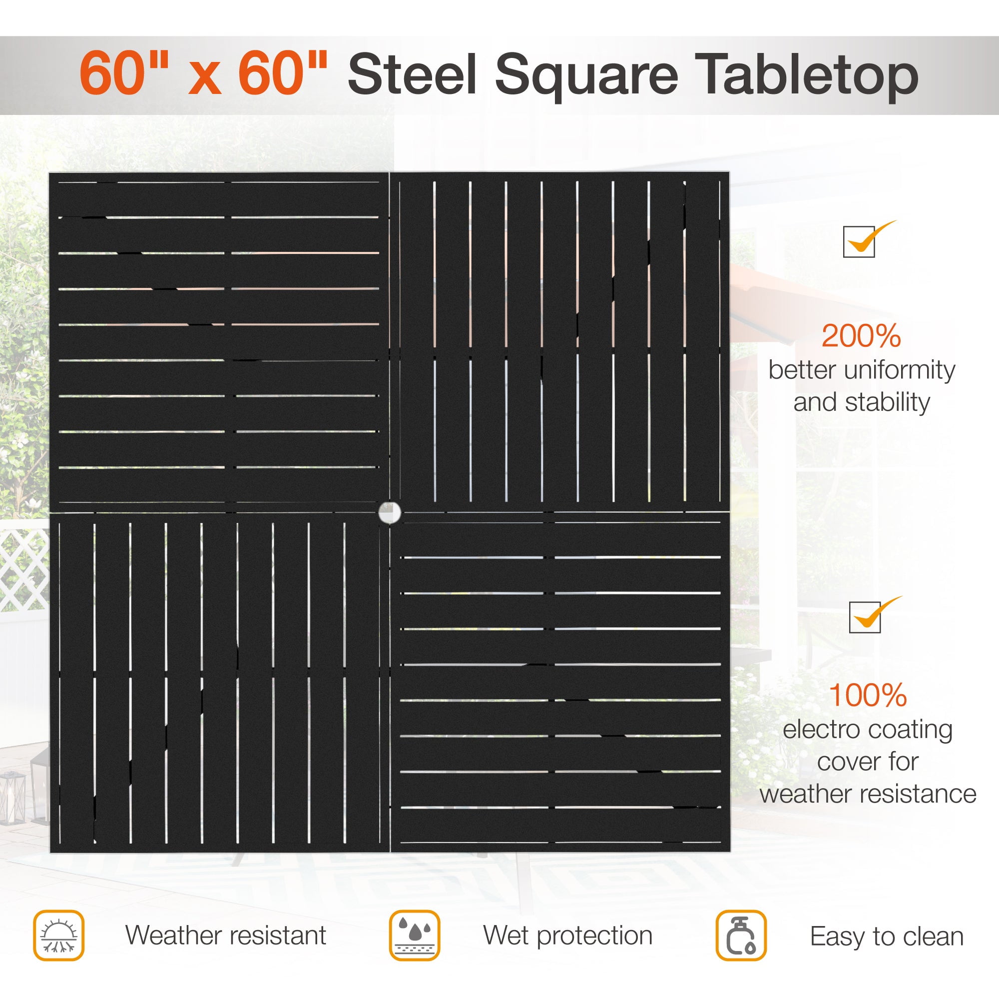 Alpha Joy 9 Piece Outdoor Patio Dining Set Wicker Chairs and Metal Table Set - Detailed View 5 | EuroLife Furniture