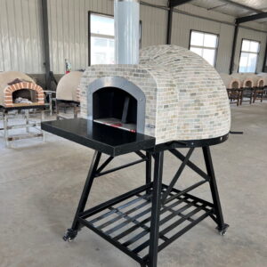 Tiled Cement Outdoor Pizza Oven / Clay Wood Fired Pizza Ovens with Mushroom Mosaic Tiles - OP82
