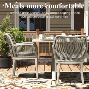 LayinSun Outdoor Dining Set for 4, 5 Pieces Patio Furniture Sets with Aluminum Dining Table and Rope Weave Chairs
