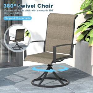 Vicllax 9-Piece Outdoor Patio Dining Table Set, Metal, 8 Padded Swivel Chairs with Textilene Fabric