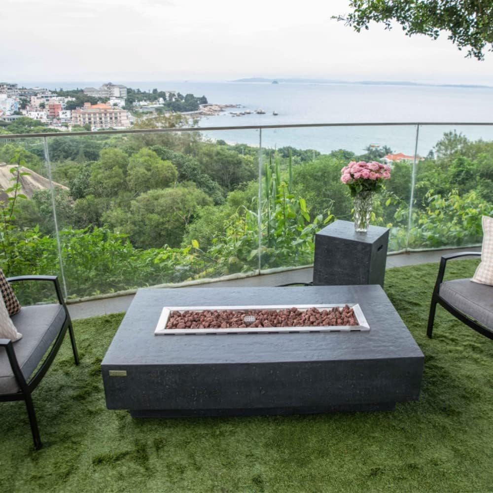 Elementi Hampton Fire Table - Dark Grey - Propane - Detailed View 2 | EuroLife Furniture